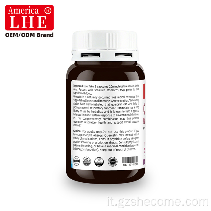 Shecome Quercetina con capsule di bromelina Supporto immunitario
